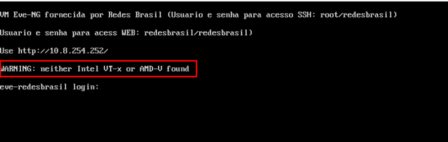 Problema de Virtualização não encontrada
