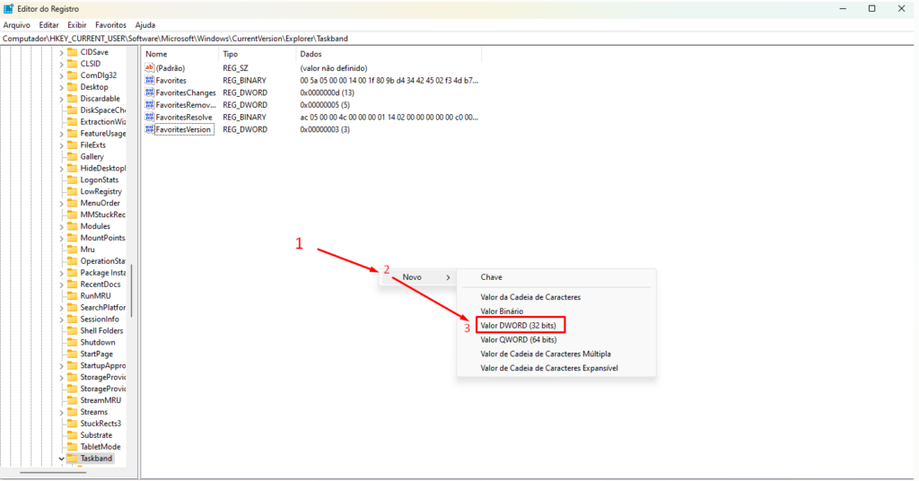Criando chave de registro DWORD (32 Bits)