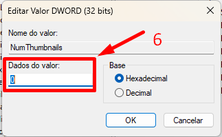 Editando valor da chave para 0 e selecionando Base: Hexadecimal