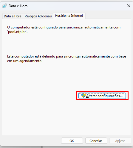 Alterando configurações de NTP Cliente