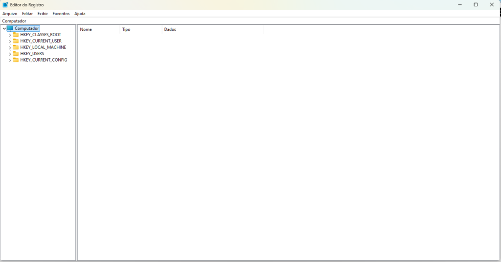 Exibindo Editor do Registro antes de pesquisar caminho