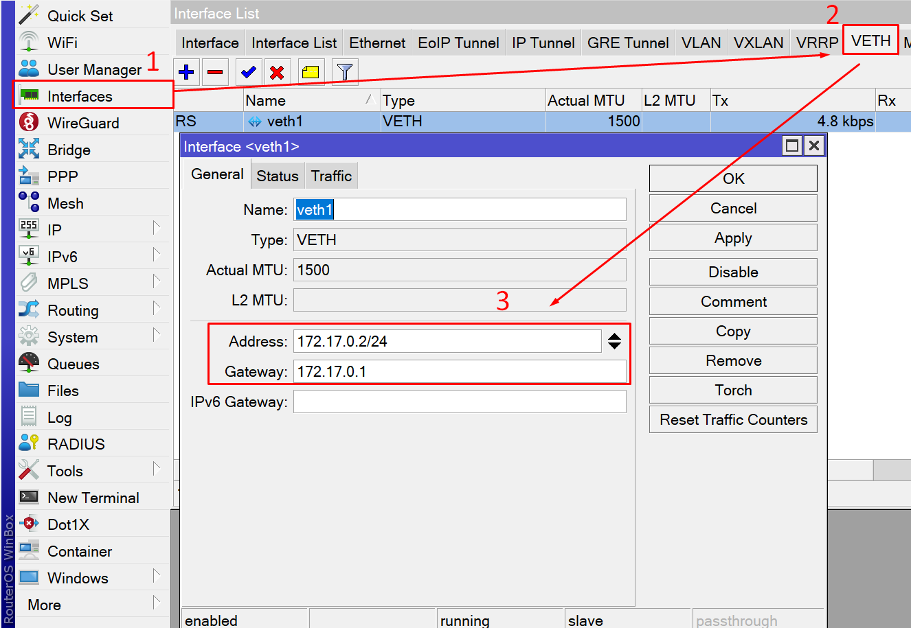Criando interface - - container no mikrotik