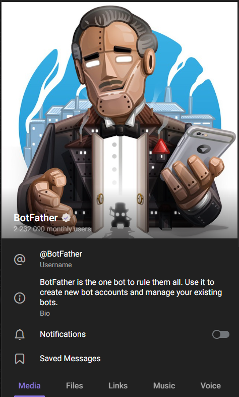 receber alertas - Botfather