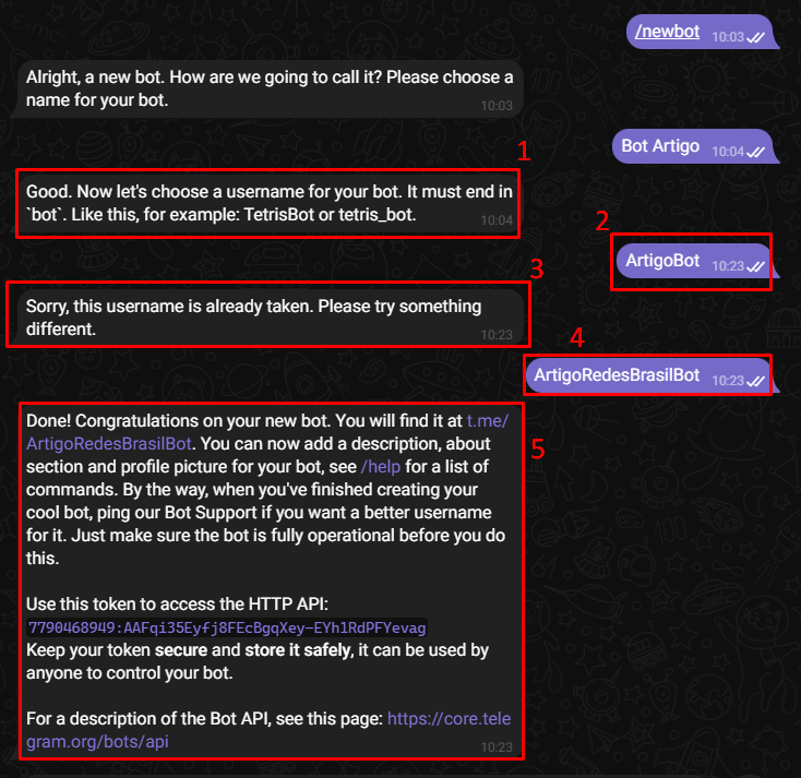 receber alertas - passo a passo para criar bot